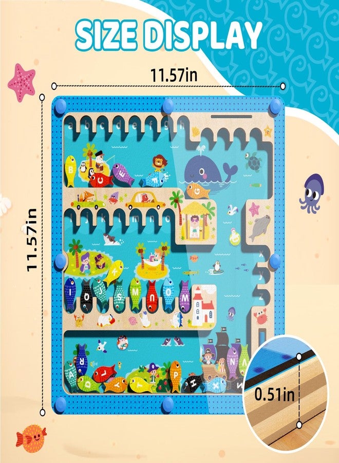 edutree Magnetic Alphabet Maze Letter Puzzle Board, Montessori Toys Alphabet Puzzle for 2 3 4 5 Years Old, Fine Motor Skills Toys Magnet Fishing Game for Kids 3-5, Birthday Gift for Girls Boys - Image 3